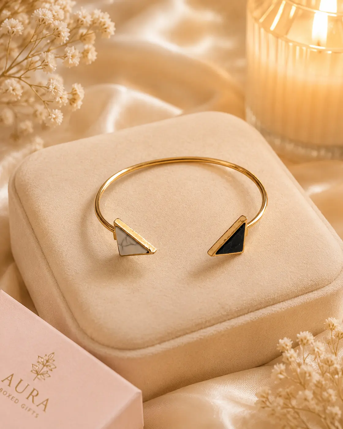 Monochrome edge Cuff bracelet